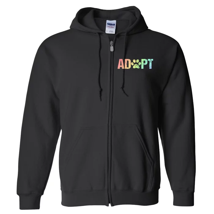 Vintage Rainbow Adopt A Dog Rescue Foster Adoption Month Full Zip Hoodie