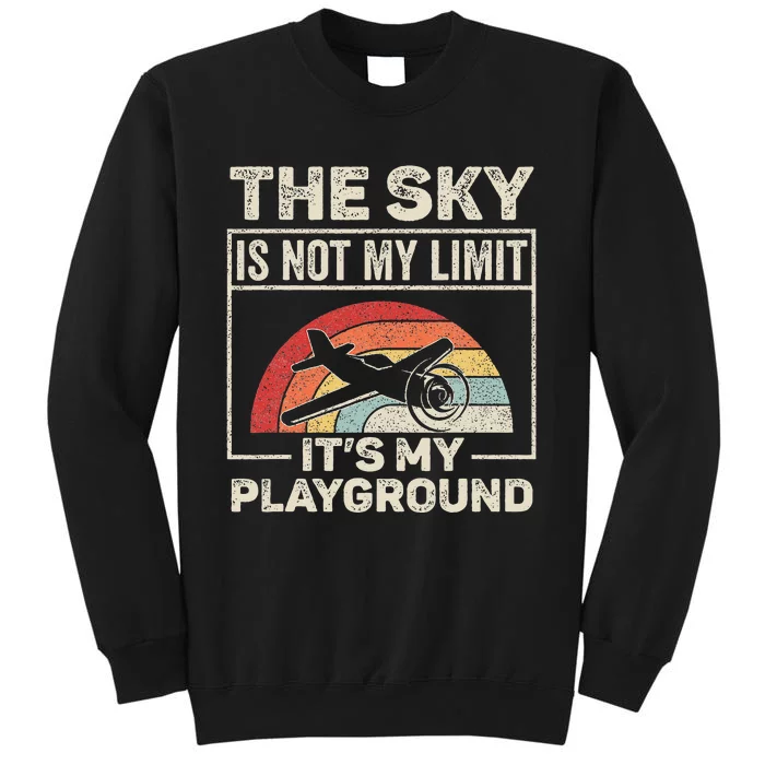 Vintage Retro Airplane Aviation Pilot Aircraft Aeroplane Tall Sweatshirt