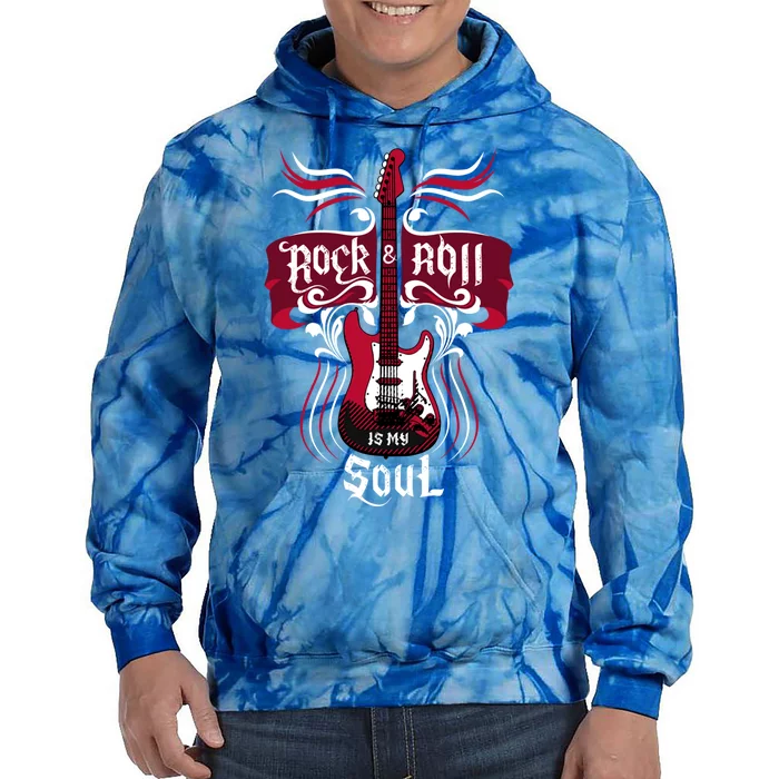 Vintage Rock And Roll Is My Soul Electric Guitar Gift Tie Dye Hoodie