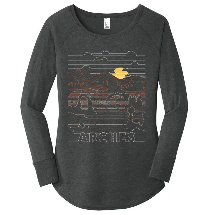 Vintage Retro Arches National Park Delicate Arch Moab Utah Women's Perfect Tri Tunic Long Sleeve Shirt