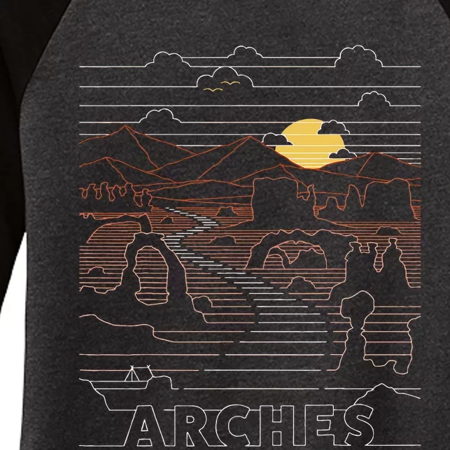 Vintage Retro Arches National Park Delicate Arch Moab Utah Women's Tri-Blend 3/4-Sleeve Raglan Shirt