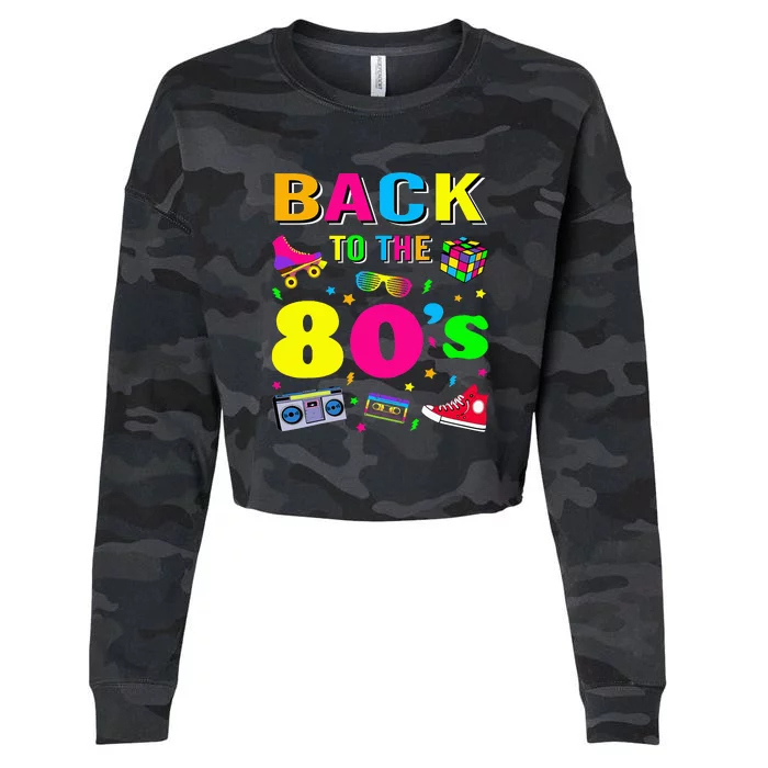 Vintage Retro Back To 80's Graphic Design Cropped Pullover Crew