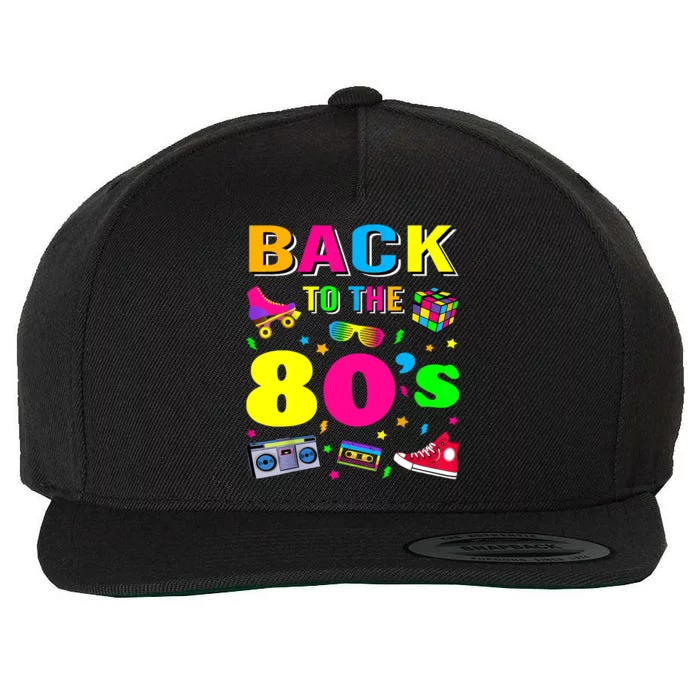 Vintage Retro Back To 80's Graphic Design Wool Snapback Cap