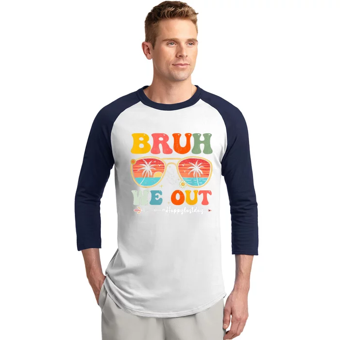 Vintage Retro Bruh We Out Teachers End Of School Year Teacher Summer Gift Baseball Sleeve Shirt