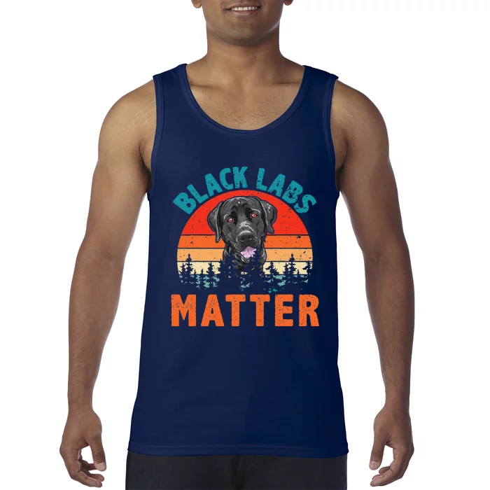 Vintage Retro Black Labs Matter Funny Pet Dog Lover Tank Top