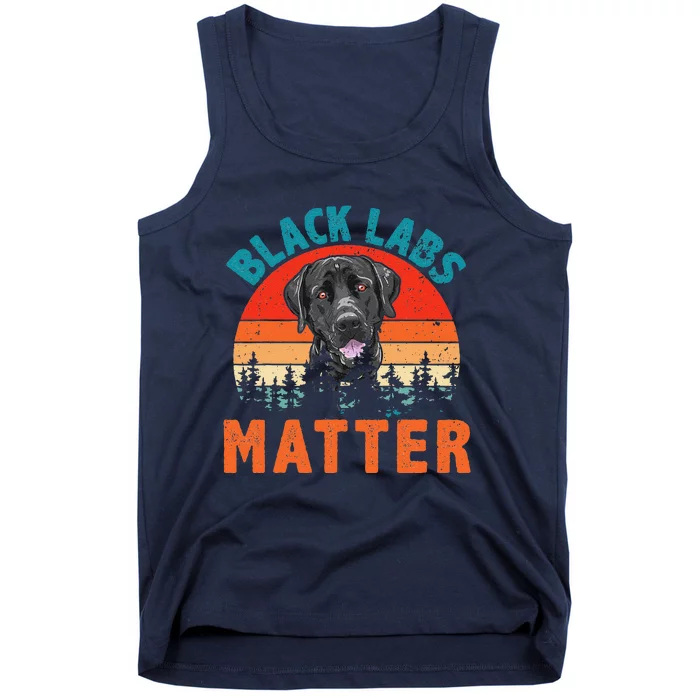 Vintage Retro Black Labs Matter Funny Pet Dog Lover Tank Top