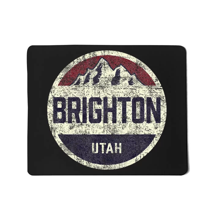 Vintage Retro Brighton Utah Mountain Circle Ski Mousepad