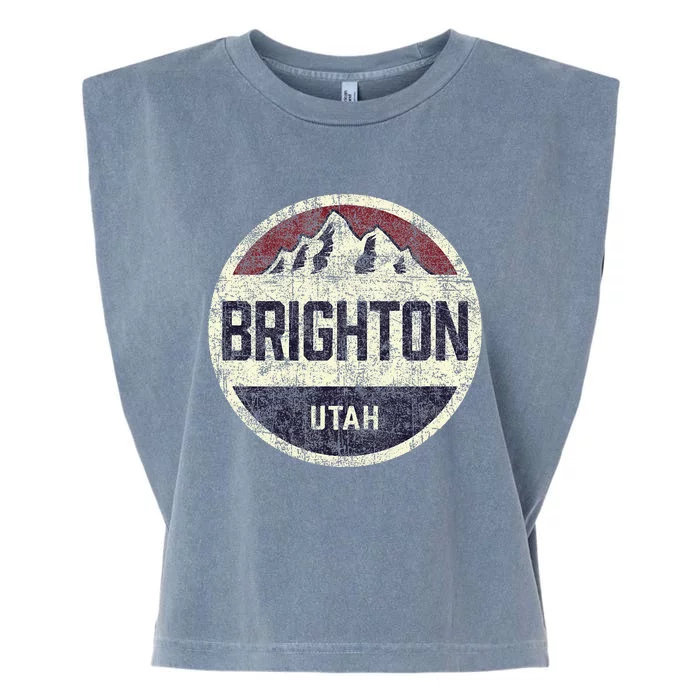 Vintage Retro Brighton Utah Mountain Circle Ski Garment-Dyed Women's Muscle Tee