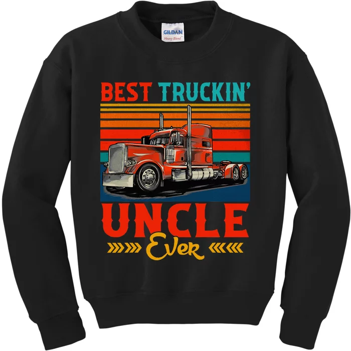 Vintage Retro Best Truckin Uncle Ever Funny Truck Driver Kids Sweatshirt