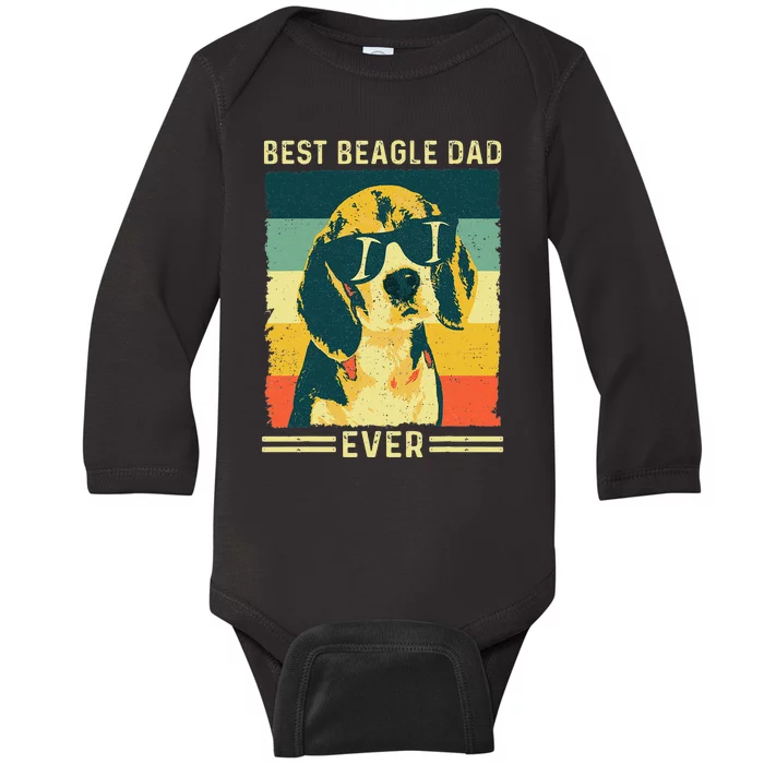 Vintage Retro Best Beagle Dad Ever - Father's Day Dog Lover Baby Long Sleeve Bodysuit