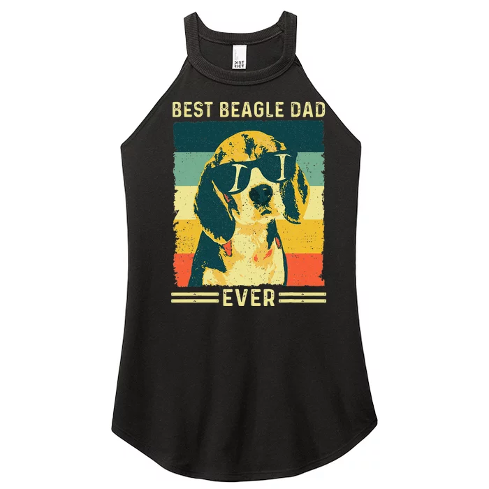 Vintage Retro Best Beagle Dad Ever - Father's Day Dog Lover Women’s Perfect Tri Rocker Tank