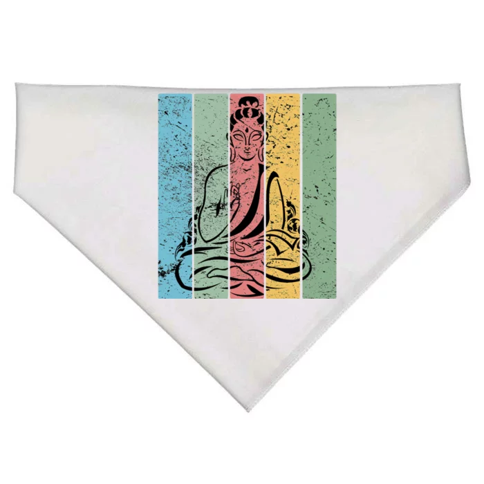 Vintage Retro Buddha Design Gift USA-Made Doggie Bandana