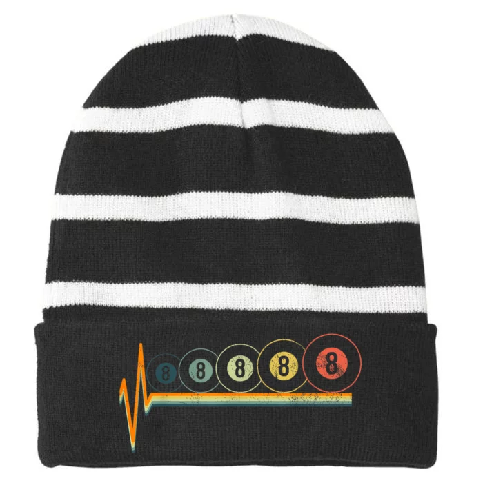 Vintage Retro Billiards Eight 8 Pool Gift Striped Beanie with Solid Band