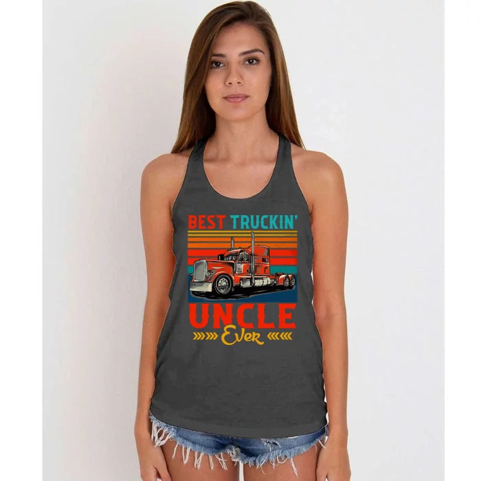 Vintage Retro Best Truckin' Uncle Ever Funny Truck Driver Women's Knotted Racerback Tank