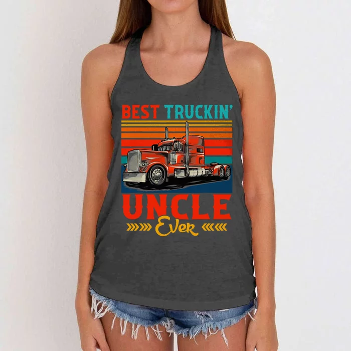 Vintage Retro Best Truckin' Uncle Ever Funny Truck Driver Women's Knotted Racerback Tank