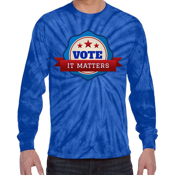 Voter Registration Badge Vote It Matters Election Midterm Tie-Dye Long Sleeve Shirt