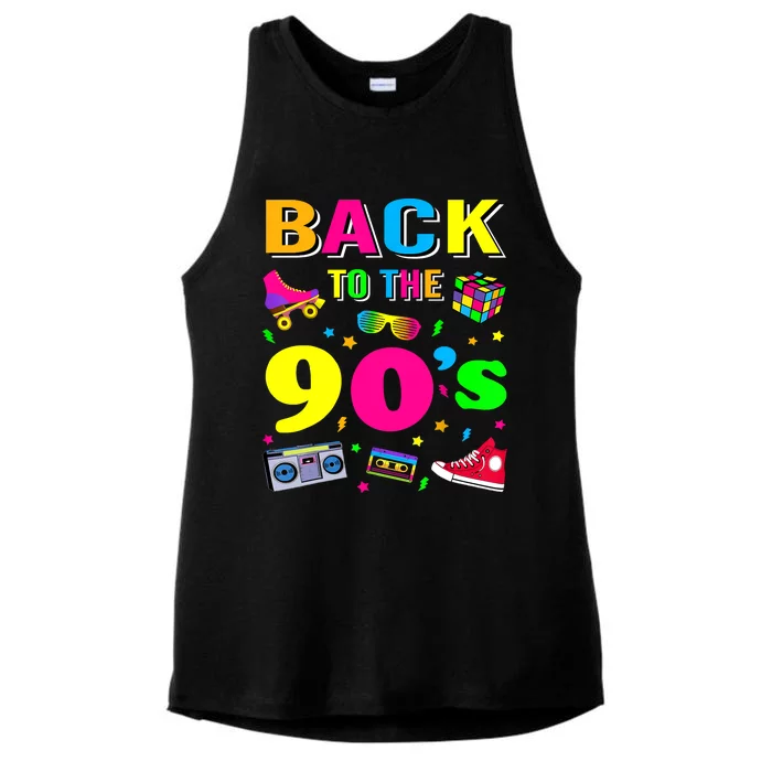 Vintage Retro Back To 90's Graphic Design Ladies Tri-Blend Wicking Tank