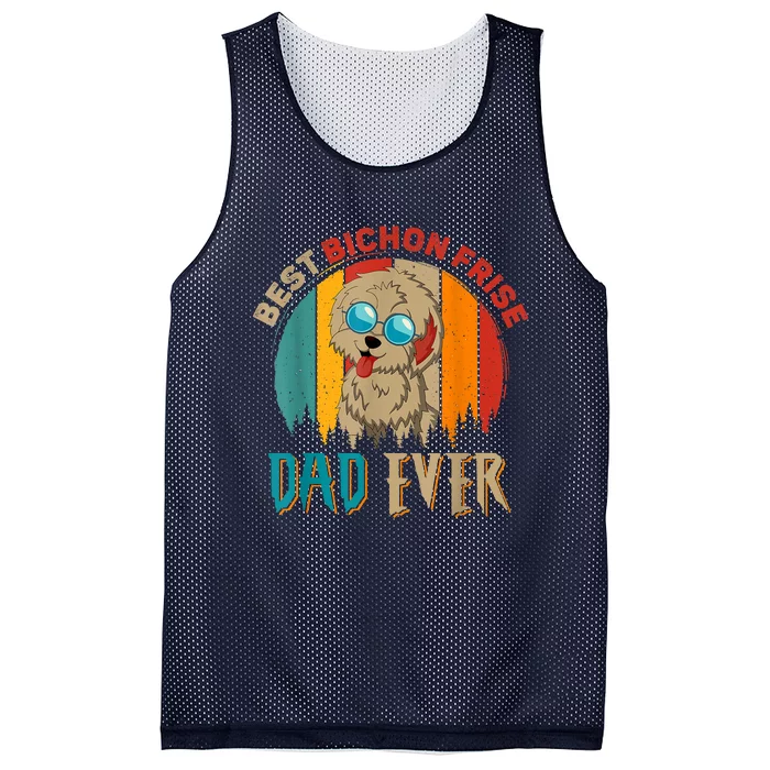 Vintage Retro Best Bichon Frise Dad Ever Cute Dog Sunglasses Mesh Reversible Basketball Jersey Tank