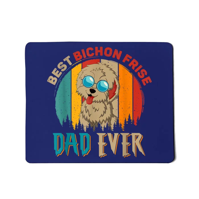 Vintage Retro Best Bichon Frise Dad Ever Cute Dog Sunglasses Mousepad