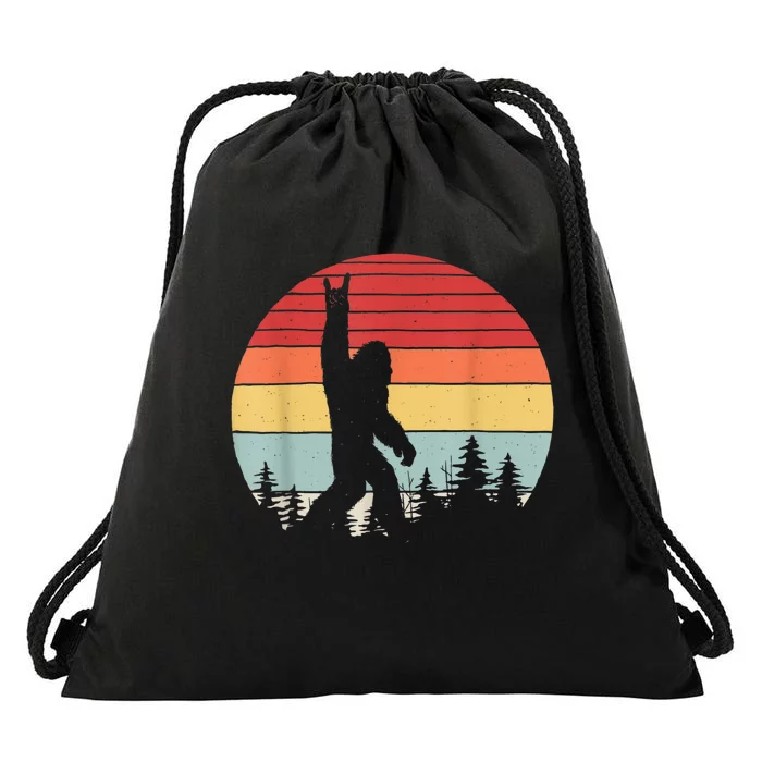 Vintage Retro Bigfoot Rock And Roll Drawstring Bag