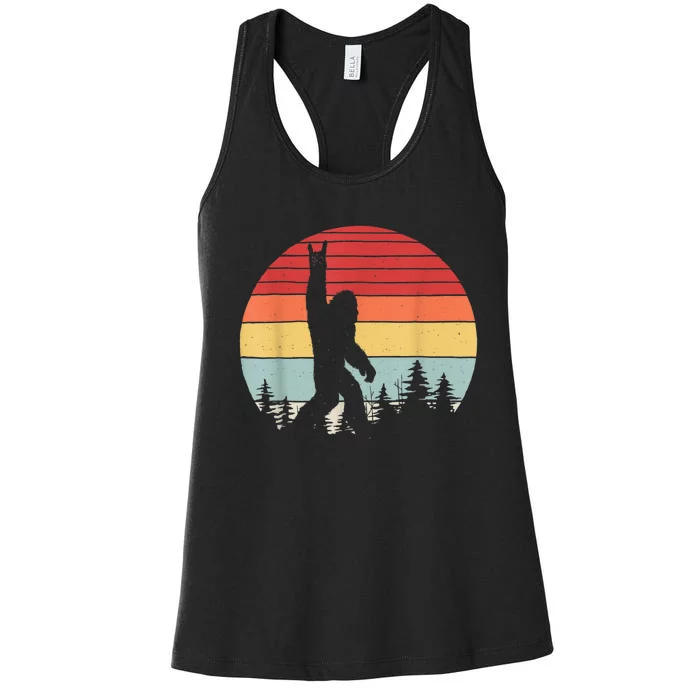 Vintage Retro Bigfoot Rock And Roll Women's Racerback Tank