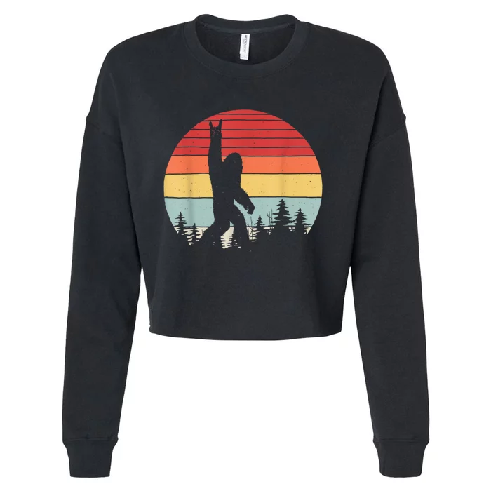 Vintage Retro Bigfoot Rock And Roll Cropped Pullover Crew