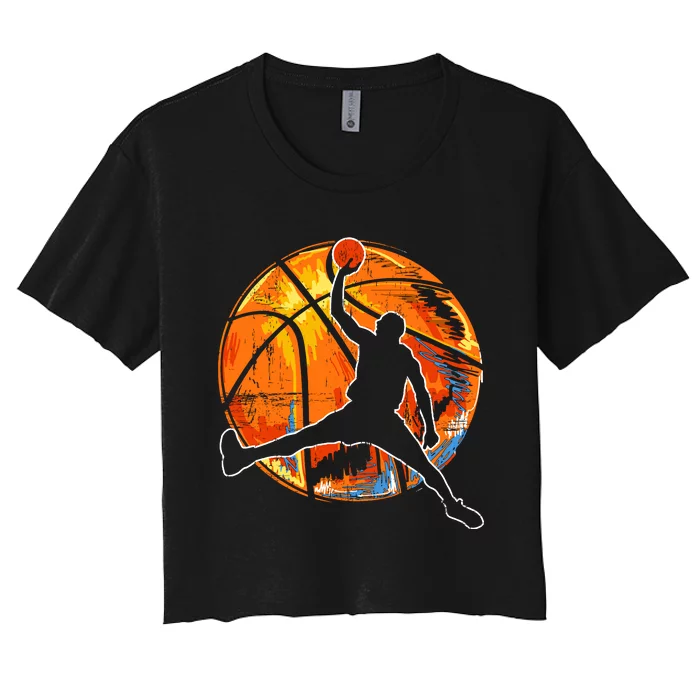 Vintage Retro Basketball 70s Women's Crop Top Tee