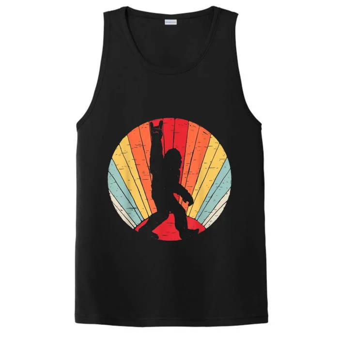 Vintage Retro Bigfoot Rock And Roll Funny Bigfoot Performance Tank