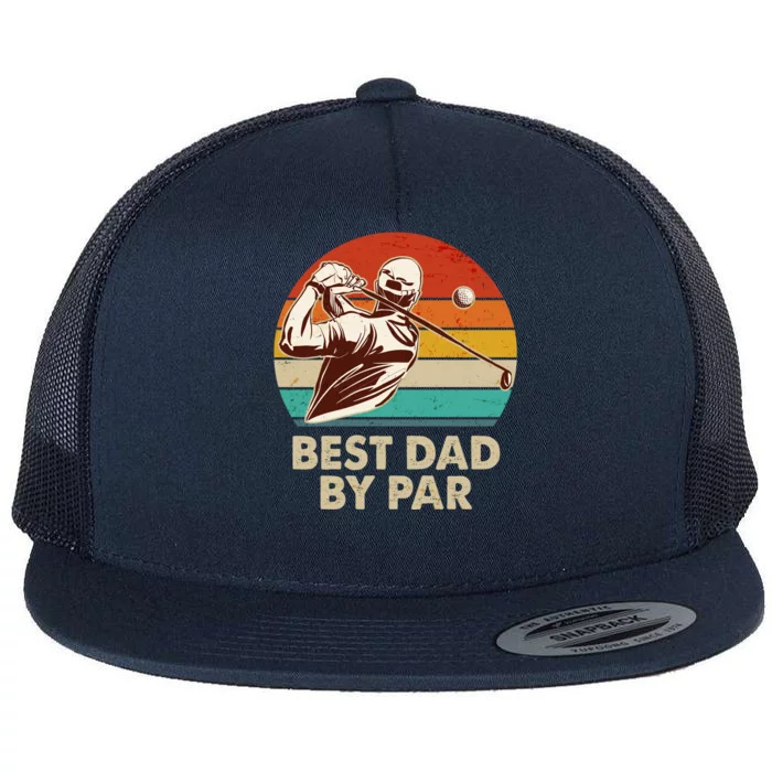 Vintage Retro Best Dad By Par Golfing Fan Flat Bill Trucker Hat