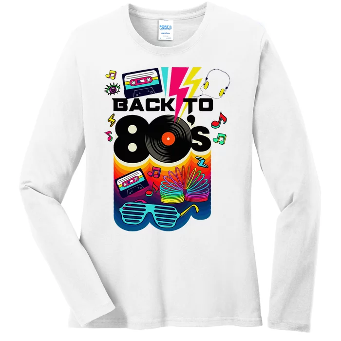 Vintage Retro Back To 80S I Love 80S Graphic Design Ladies Long Sleeve Shirt