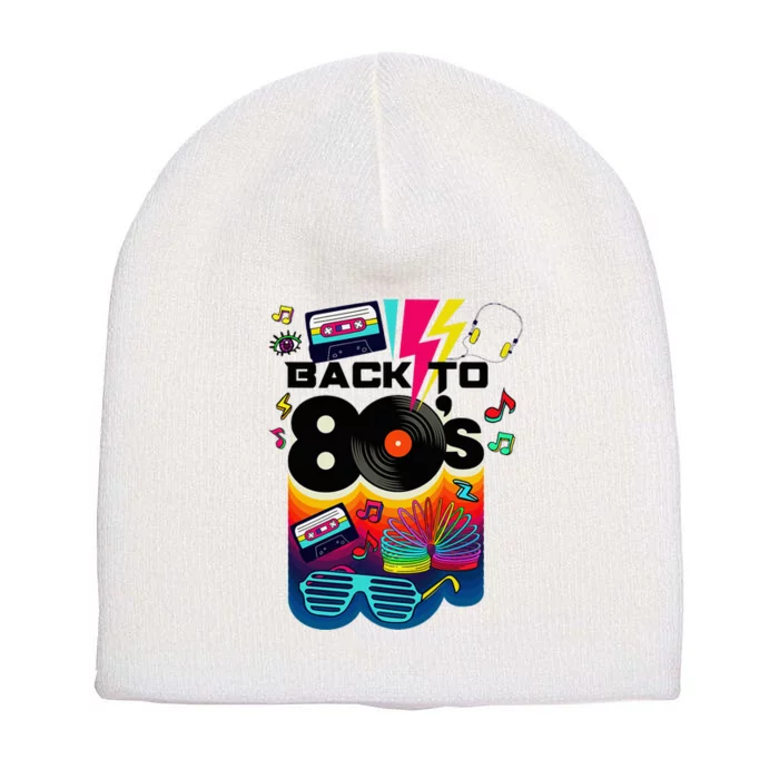 Vintage Retro Back To 80S I Love 80S Graphic Design Short Acrylic Beanie