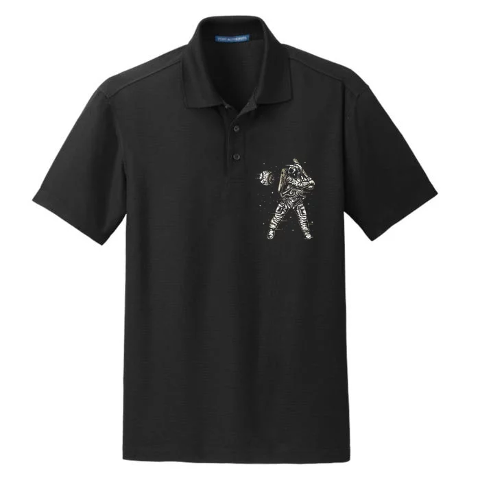 Vintage Retro Baseball Astronaut  Space Baseball Dry Zone Grid Performance Polo