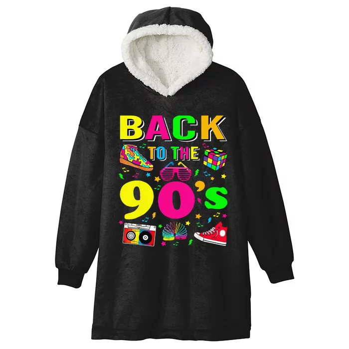 Vintage Retro Back To 90s 1990s Cool Nineties Costume Party Gift Hooded Wearable Blanket