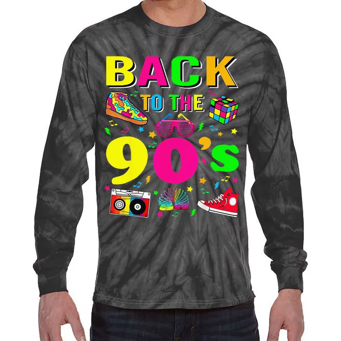 Vintage Retro Back To 90s 1990s Cool Nineties Costume Party Gift Tie-Dye Long Sleeve Shirt