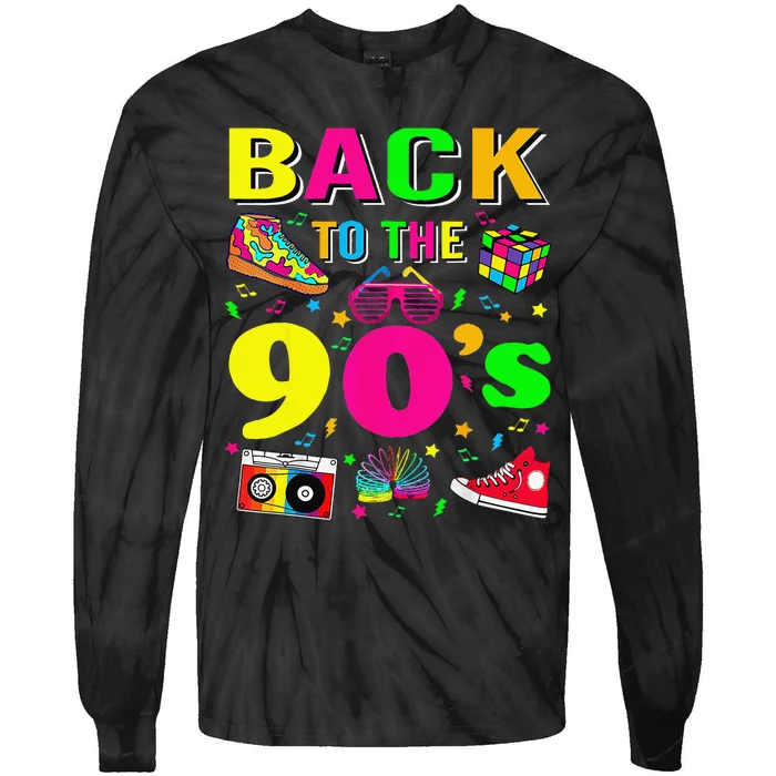 Vintage Retro Back To 90s 1990s Cool Nineties Costume Party Gift Tie-Dye Long Sleeve Shirt