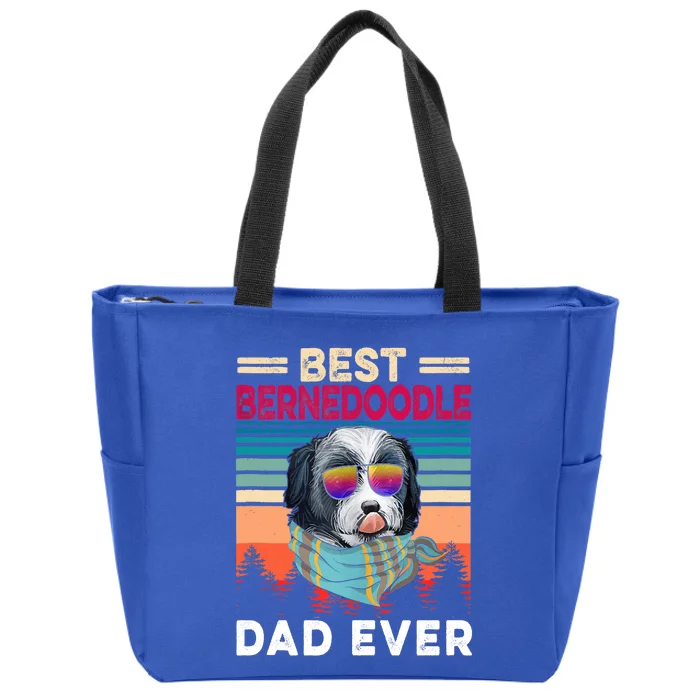 Vintage Retro Best Bernedoodle Dad Ever Cool Dog Father Day Cute Gift Zip Tote Bag