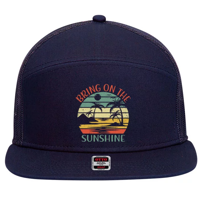 Vintage Retro Beach Bring On The Sunshine Great Gift 7 Panel Mesh Trucker Snapback Hat