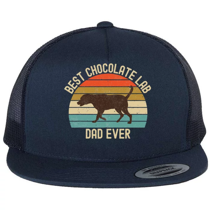 Vintage Retro Best Chocolate Lab Dad Ever Labrador Retriever Flat Bill Trucker Hat