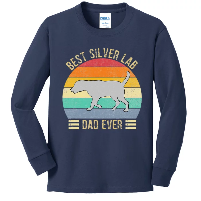 Vintage Retro Best Silver Lab Dad Ever Labrador Retriever Kids Long Sleeve Shirt