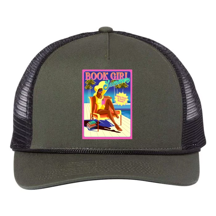 Vintage Retro Book Girl Summer Poster Retro Rope Trucker Hat Cap