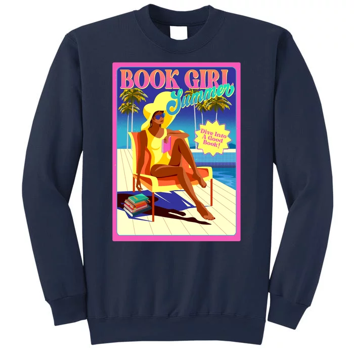 Vintage Retro Book Girl Summer Poster Sweatshirt