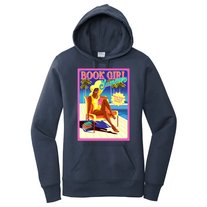 Vintage Retro Book Girl Summer Poster Women's Pullover Hoodie