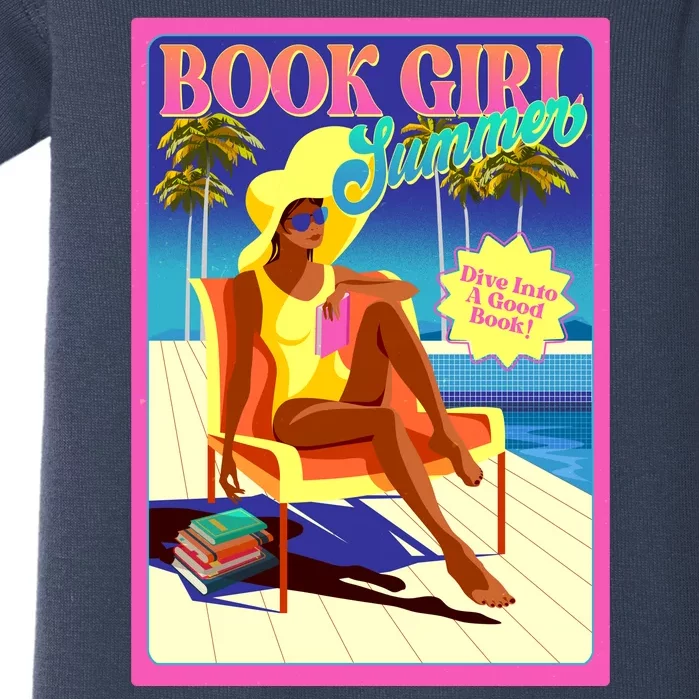 Vintage Retro Book Girl Summer Poster Baby Bodysuit