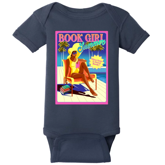 Vintage Retro Book Girl Summer Poster Baby Bodysuit