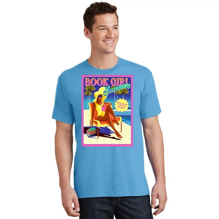 Vintage Retro Book Girl Summer Poster T-Shirt