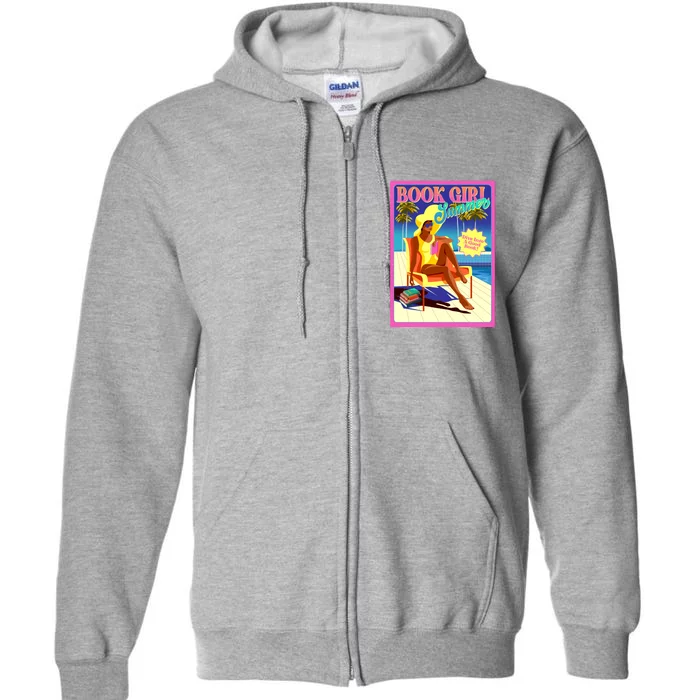 Vintage Retro Book Girl Summer Poster Full Zip Hoodie