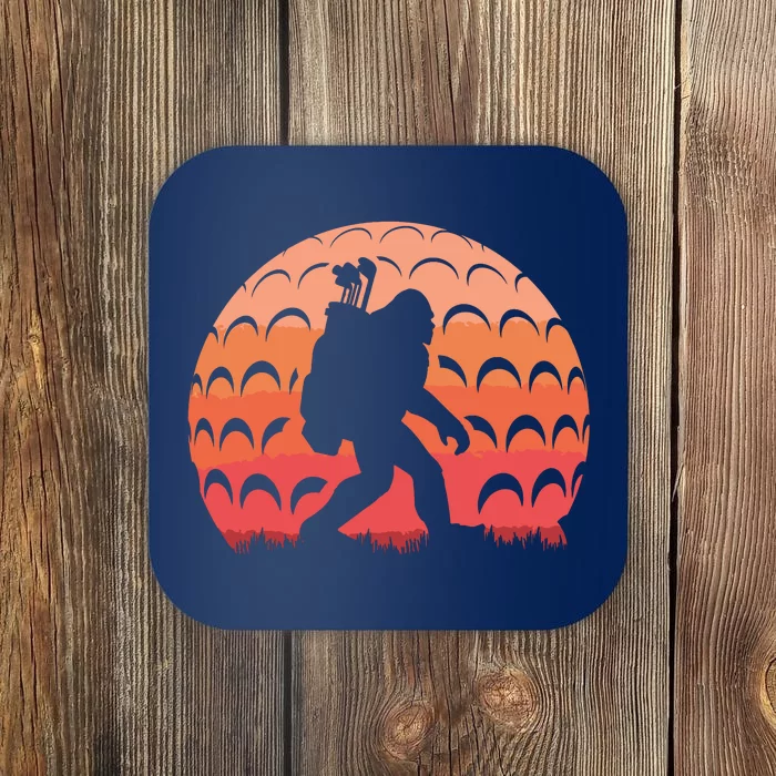 Vintage Retro Bigfoot Golf Golfer Sasquatch Coaster