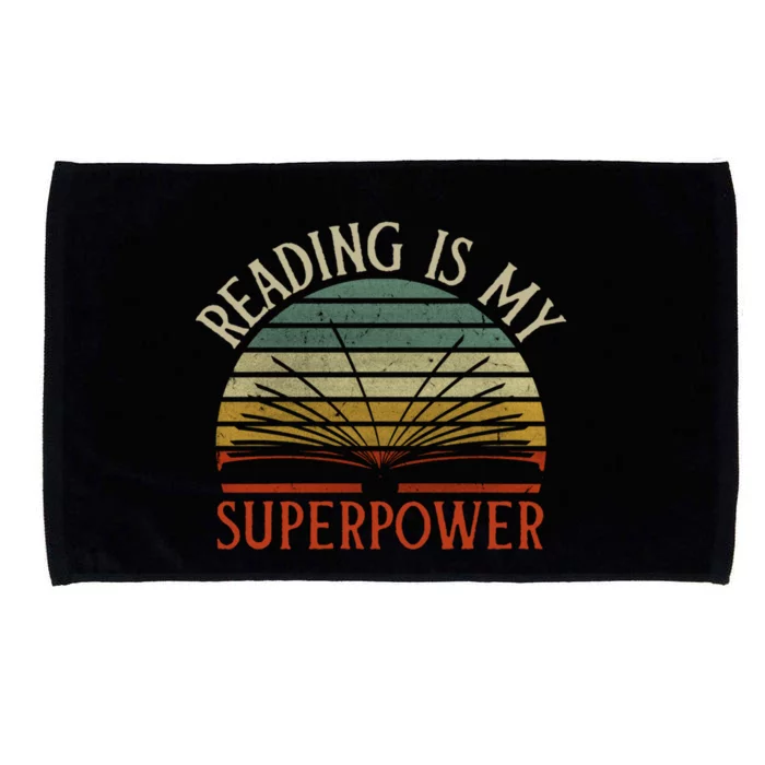 Vintage Reading Bookworm Gift Reading Is My Superpower Cool Gift Microfiber Hand Towel