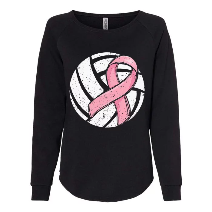 Volleyball Ribbon Breast Cancer Awareness Sport Lover Womens California Wash Sweatshirt