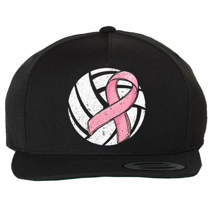 Volleyball Ribbon Breast Cancer Awareness Sport Lover Wool Snapback Cap